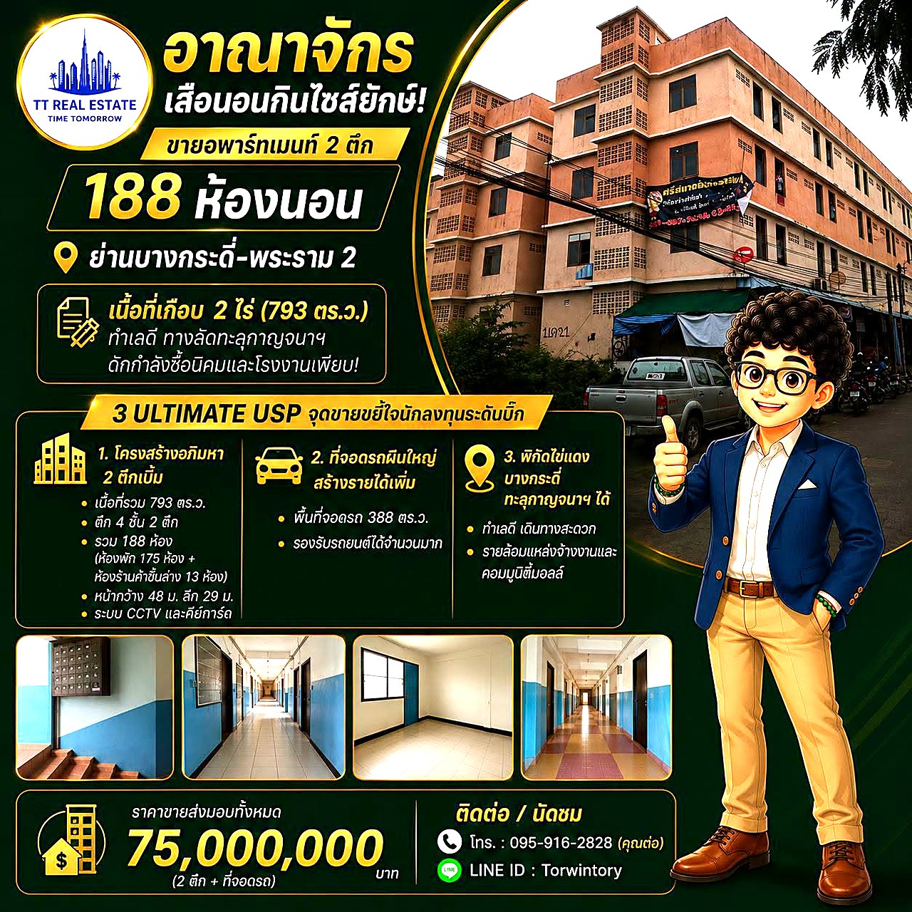 ขายอพาร์ทเมนท์ 2 ตึก 188 ห้อง บางกระดี่–พระราม 2 · ที่ดิน 793 ตร.ว.