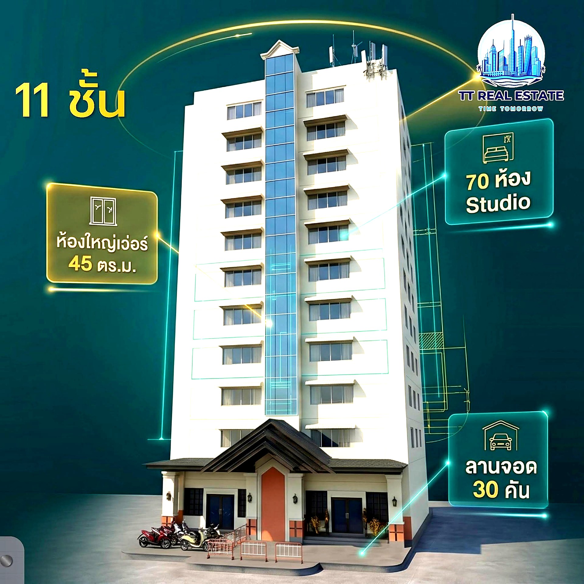 เซ้ง/เช่ายาว PS Residence เพชรบุรีตัดใหม่ · ตึก 11 ชั้น 70 ห้อง (45 ตร.ม.) ที่ดิน 431 ตร.ว. รูปที่ 13